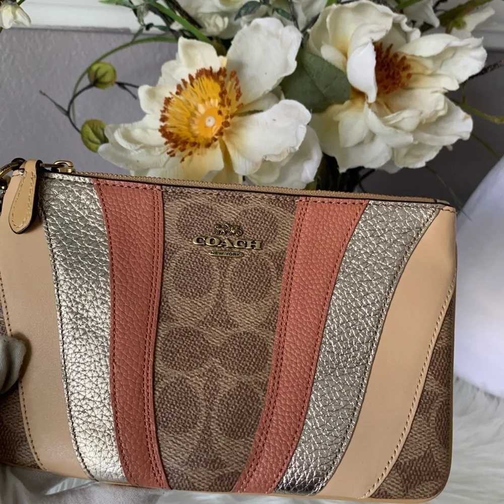 Coach Signature Wave Patchwork Wristlet